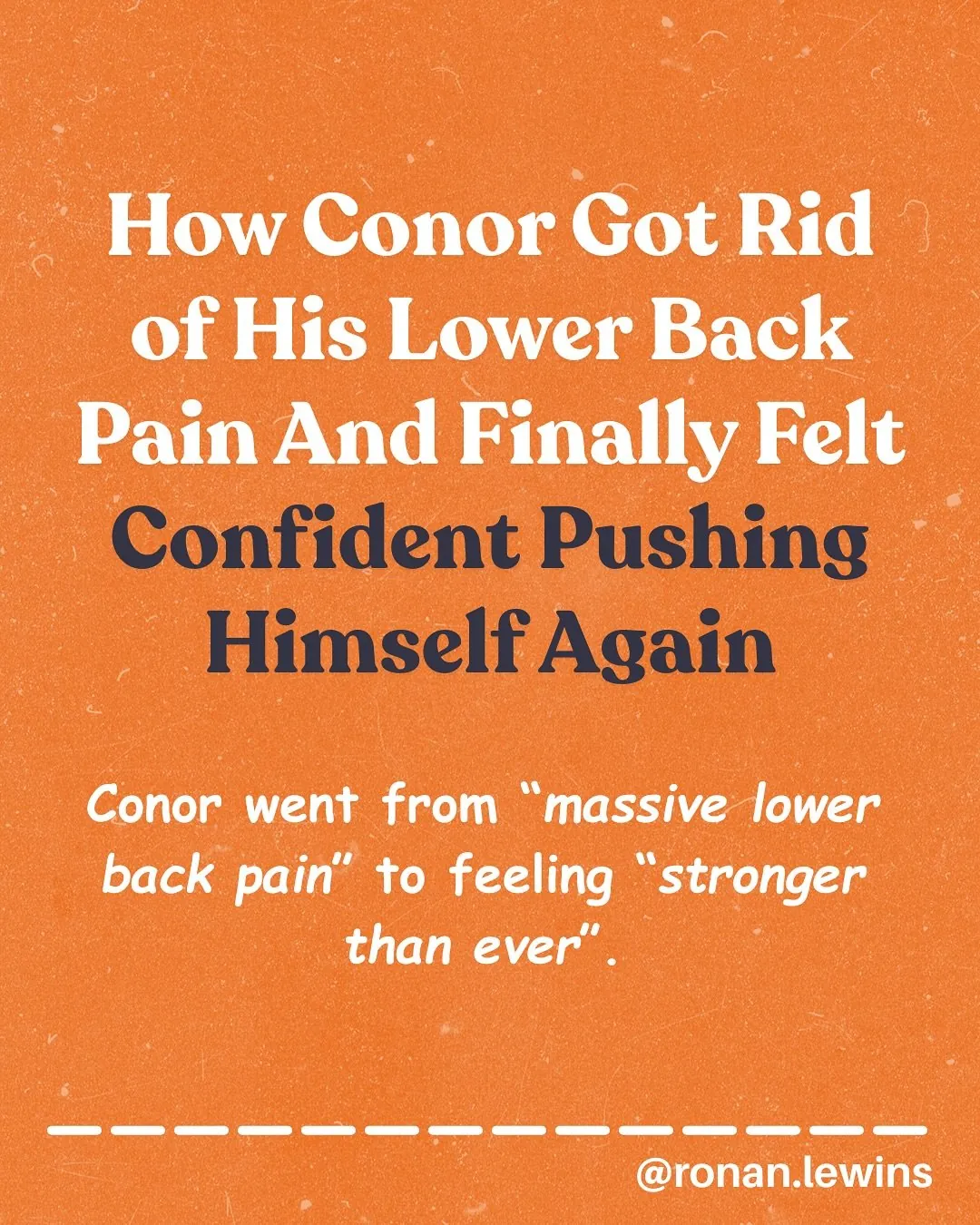 We took a much more well rounded approach to Conor&rsquo;s issues.